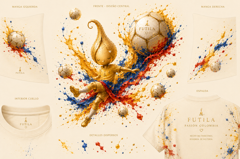 CAMISETA FUTILA PASIÓN FÚTBOL COLOMBIA