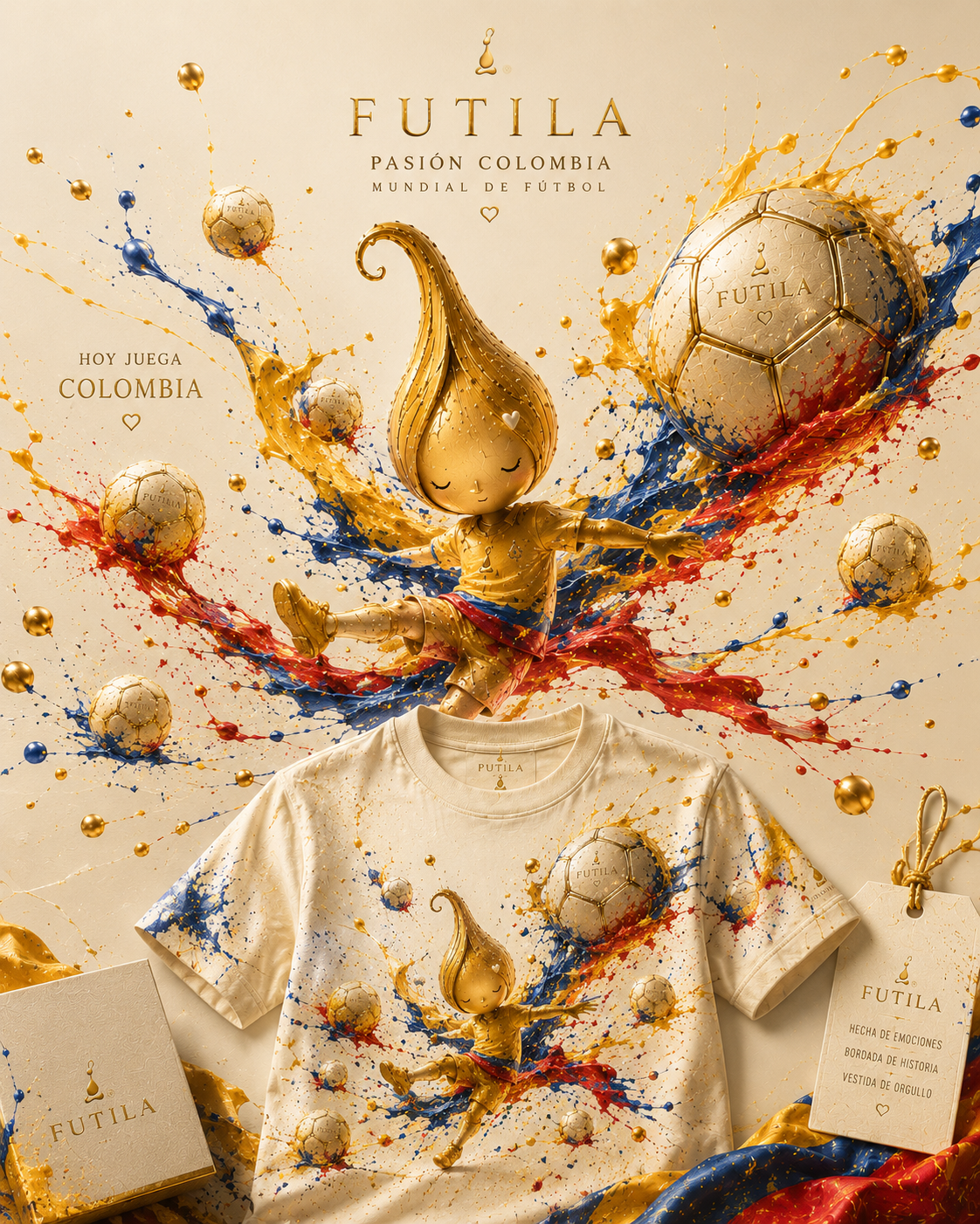CAMISETA FUTILA PASIÓN FÚTBOL COLOMBIA
